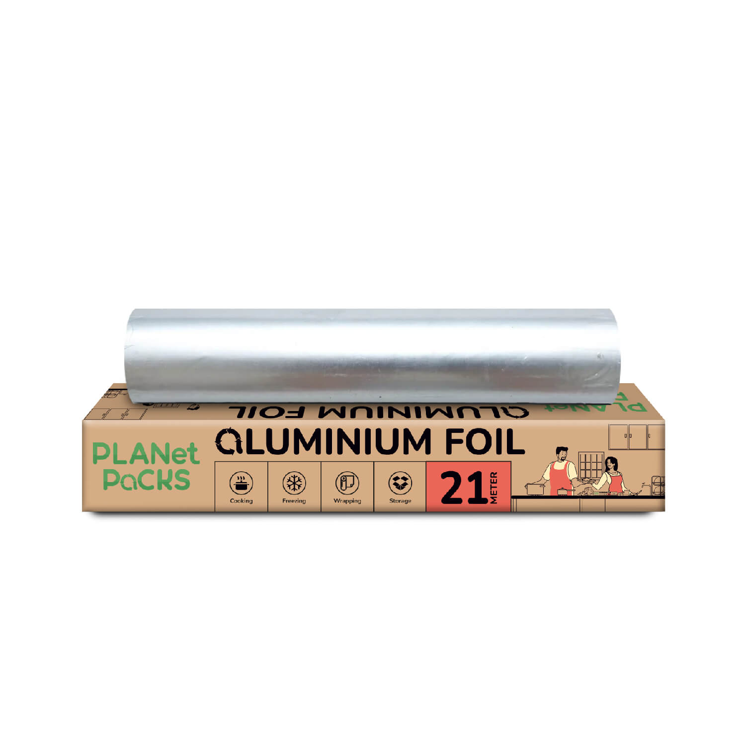 Aluminium Foil Roll - 21m - Pack of 2 - PLANet PaCKS